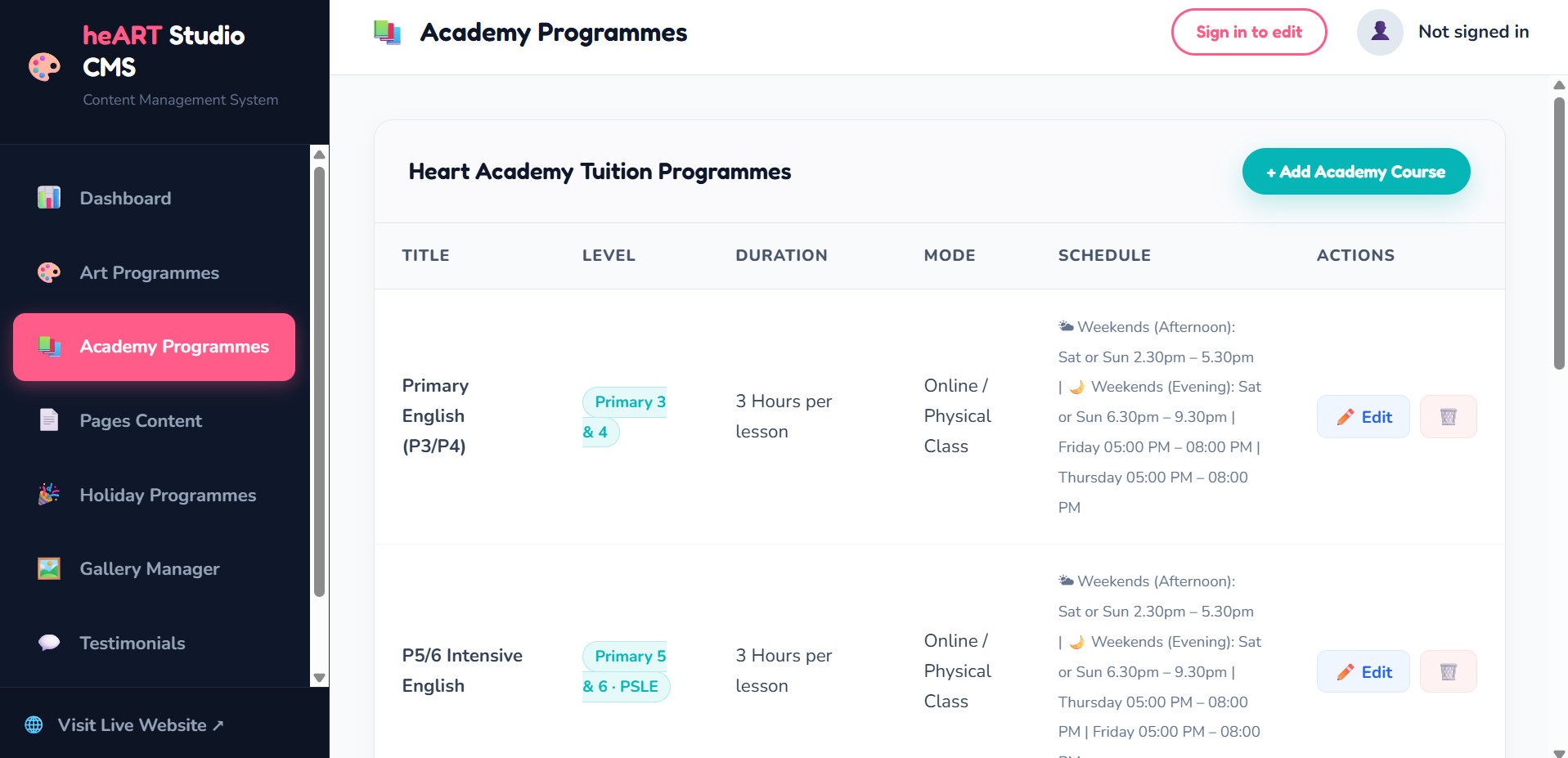 heART Studio - Art school website screenshot 14